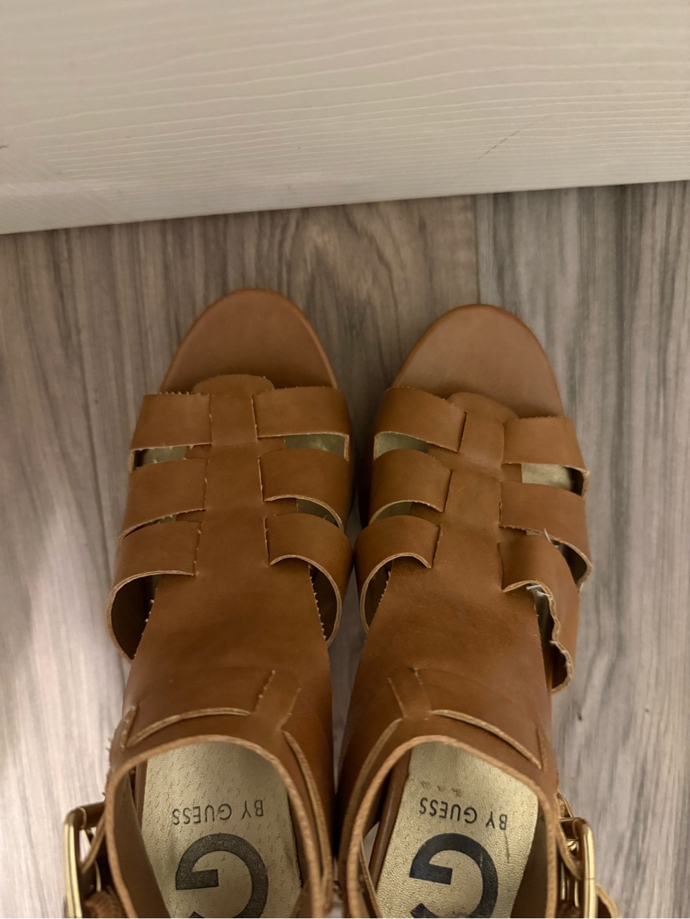 G by Guess Cognac Strappy Platform High Heels - Picture 4 of 6